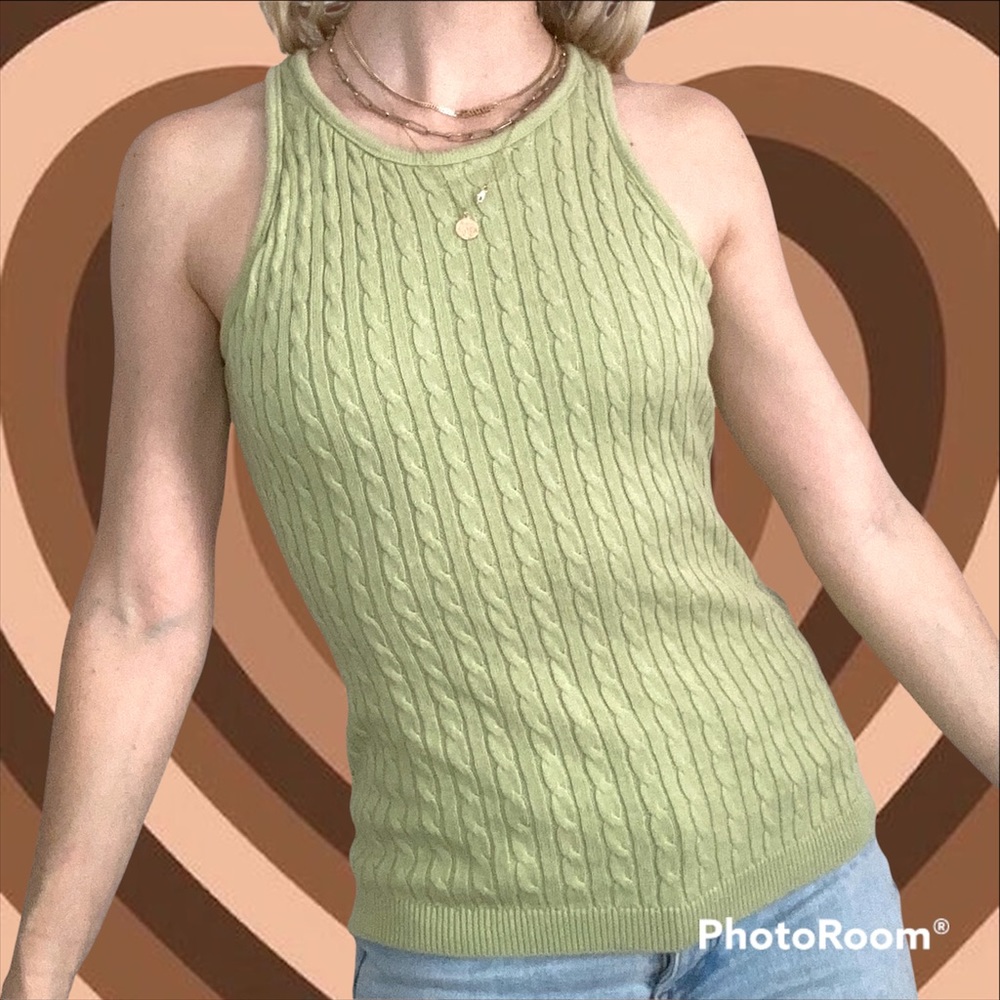 Light green cable knit tank 💚